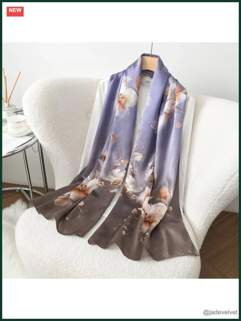 100% Mulberry Silk Large Scarf - Shawl, Head Wrap, Neck & Hair Accessory